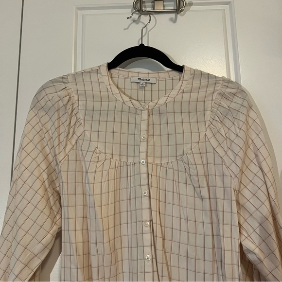 Madewell balloon sleeve peasant top in windowpane - Picture 9 of 10